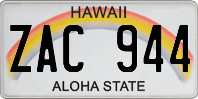 HI license plate ZAC944