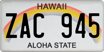 HI license plate ZAC945