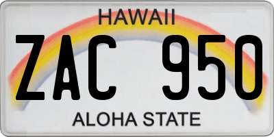 HI license plate ZAC950