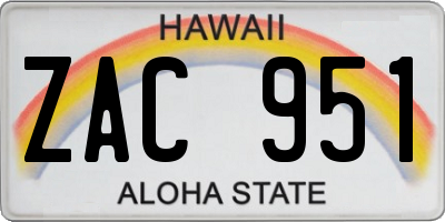 HI license plate ZAC951