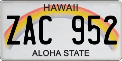 HI license plate ZAC952