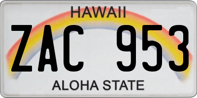 HI license plate ZAC953