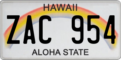 HI license plate ZAC954