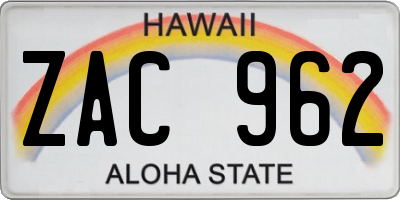 HI license plate ZAC962