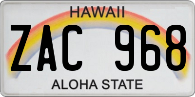 HI license plate ZAC968