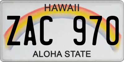 HI license plate ZAC970