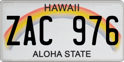 HI license plate ZAC976