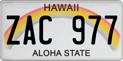HI license plate ZAC977