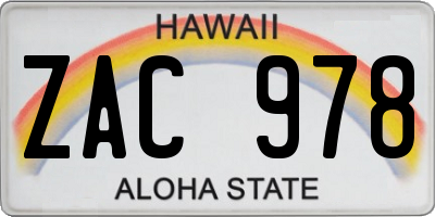 HI license plate ZAC978