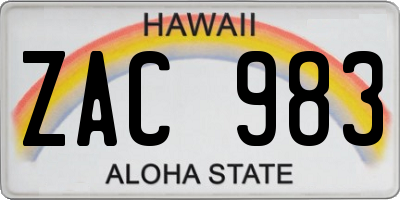 HI license plate ZAC983