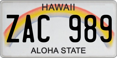 HI license plate ZAC989