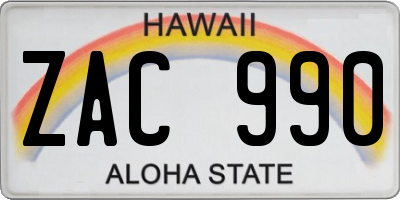 HI license plate ZAC990