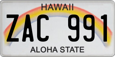 HI license plate ZAC991