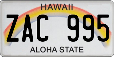 HI license plate ZAC995