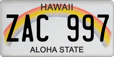 HI license plate ZAC997