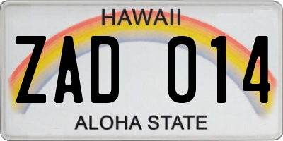 HI license plate ZAD014
