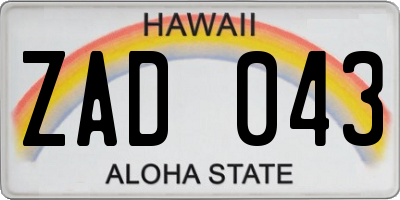 HI license plate ZAD043