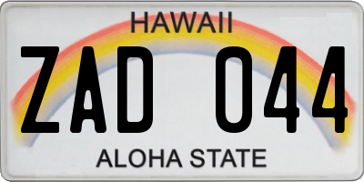 HI license plate ZAD044