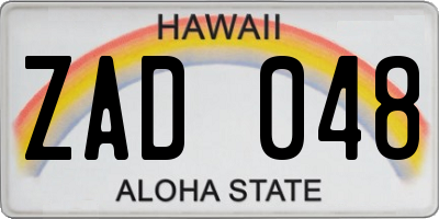 HI license plate ZAD048
