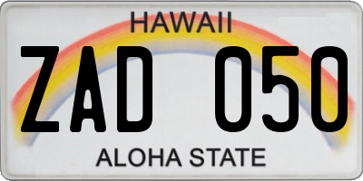 HI license plate ZAD050