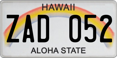 HI license plate ZAD052