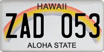 HI license plate ZAD053