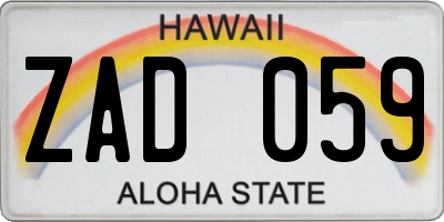 HI license plate ZAD059