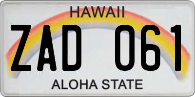 HI license plate ZAD061