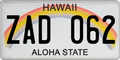 HI license plate ZAD062