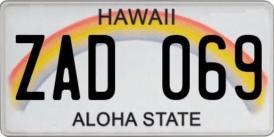 HI license plate ZAD069
