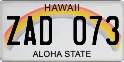 HI license plate ZAD073