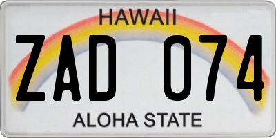 HI license plate ZAD074