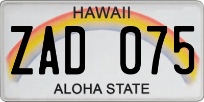 HI license plate ZAD075