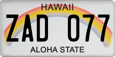 HI license plate ZAD077