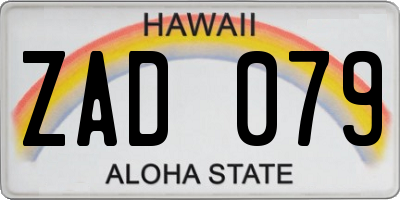 HI license plate ZAD079