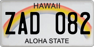 HI license plate ZAD082