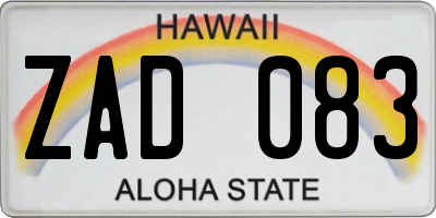 HI license plate ZAD083