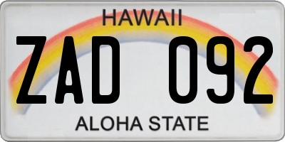 HI license plate ZAD092