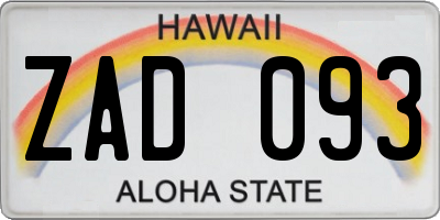 HI license plate ZAD093