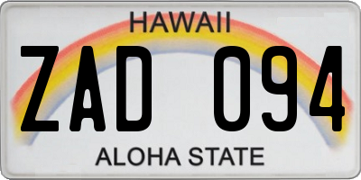 HI license plate ZAD094