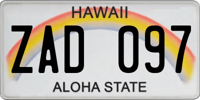 HI license plate ZAD097