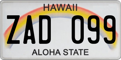 HI license plate ZAD099
