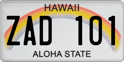 HI license plate ZAD101
