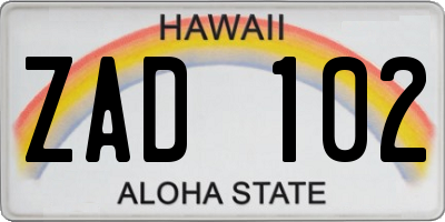HI license plate ZAD102