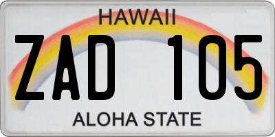 HI license plate ZAD105