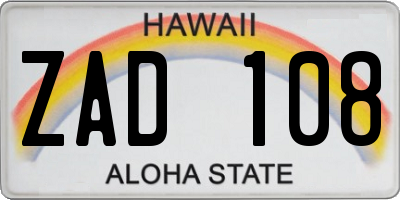 HI license plate ZAD108