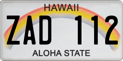 HI license plate ZAD112