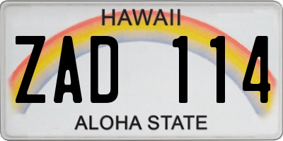 HI license plate ZAD114