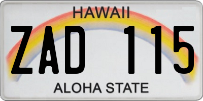 HI license plate ZAD115