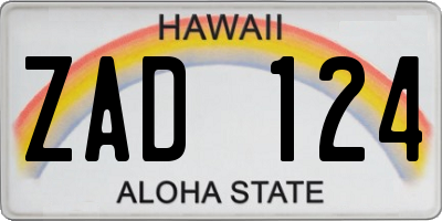 HI license plate ZAD124